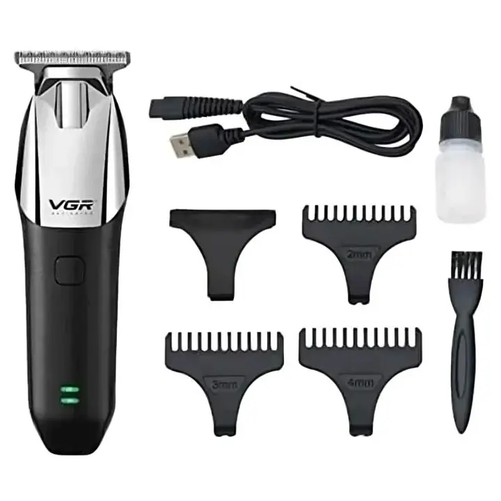 VGR Professional Rechargeable Hair Trimmer with Attachments Dry , Black Silver - V-171