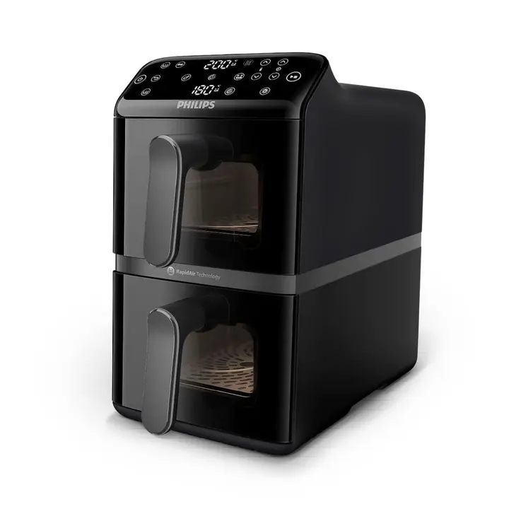 Philips Series 4000 Air Fryer with Twin Baskets, 2750 Watt, 10 Liter, RapidAir, Black, NA460/09
