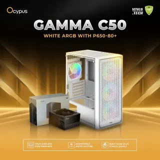 Ocypus Gamma C50 White ARGB PSU P650-80+ 4FANS