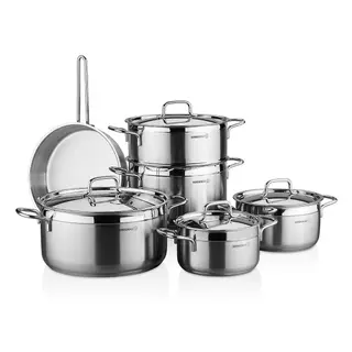 Korkmaz Alfa Plus Stainless Steel Steamer Cookware Set 10 Pcs