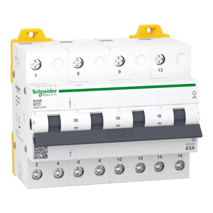 Schneider R9SCO463 | Changeover switch, Acti9, 4P, 63A, 400/415VAC
