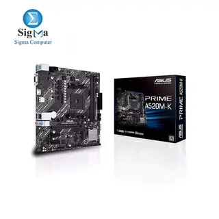 ASUS PRIME A520M-K, AMD A520 AM4 Micro-ATX Motherboard, M.2, HDMI, USB 3.2 Gen 1, 1Gb Ethernet
