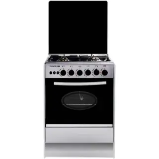 Techno Fire Gas Cooker - 4 Burners - 60 cm Silver/Black - TF-21-SS