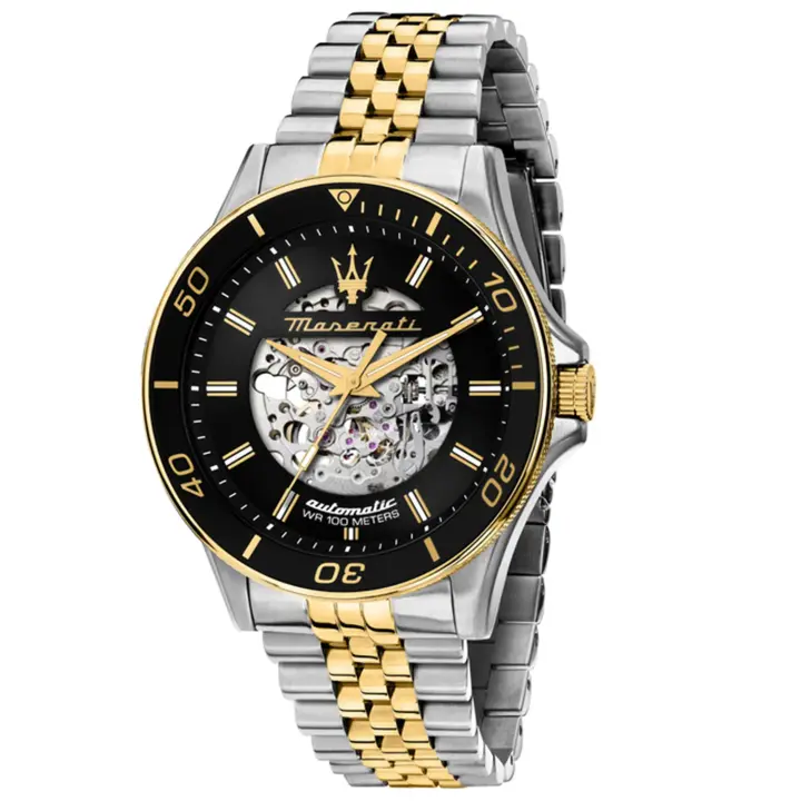 ساعة مازيراتي Sfida R8823140010 أوتوماتيك أسود بسوار فضي وذهبي