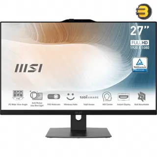 MSI Modern AM272P ALL IN ONE AIO Desktop, Intel Core I5 1235U, 16GB (2x8G) DDR4 , SSD 512GB, 27 Inch FHD IPS-Grade LED - MODERB AM272P 12M-805EG