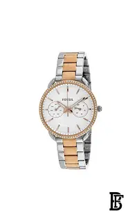 FOSSIL ES4396 Women's Water Resistant Metal Chronograph Watch, 34 mm, Rose Gold/Silver