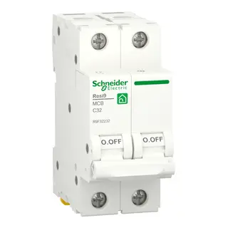 Schneider R9F32232 | Miniature circuit breaker (MCB), Resi9, 2P, 32A, C curve, 4500A (IEC/EN 60898-1)