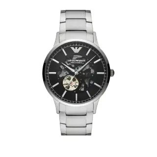 ساعة Emporio Armani Renato AR60055 رجالي أوتوماتيك Skeleton أسود فضي, 43 مم
