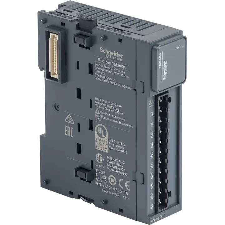Schneider TM3AQ4 | Modicon TM3-4 analog outputs (screw) 24Vdc