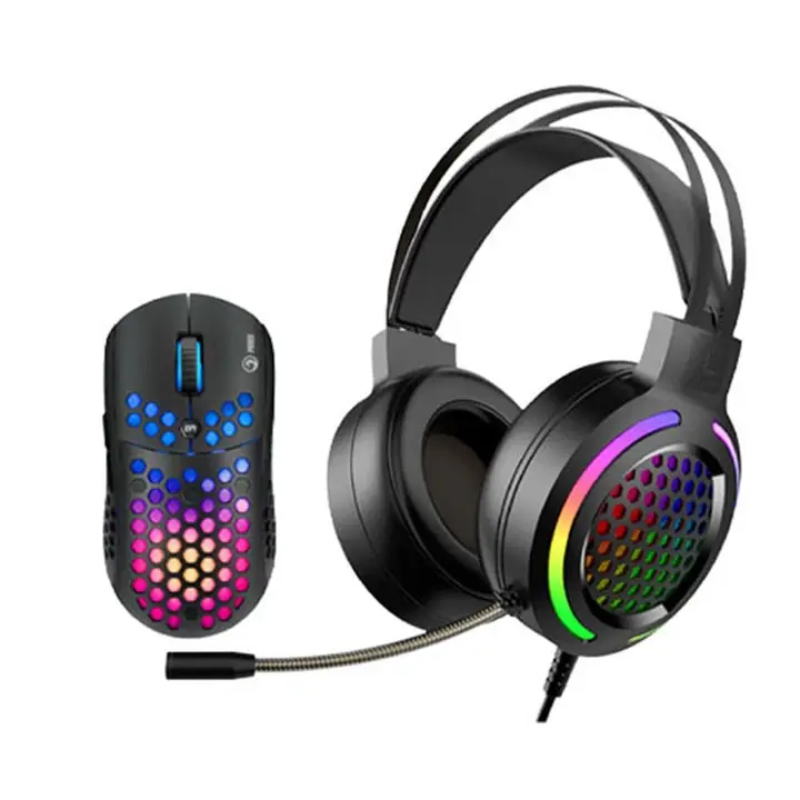 Marvo RGB Gaming Headset & Mouse Combo MH01BK, Black