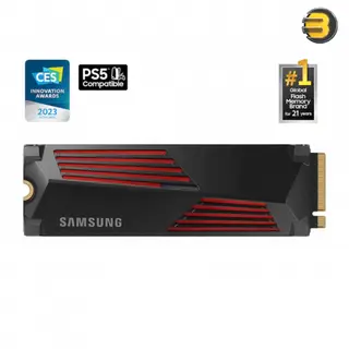 SAMSUNG SSD 990 PRO with Heatsink 1TB, PCIe 4.0, Sew. Read Speeds Up-to 7,450MB/s, Compatible with PlayStation 5 - MZ-V9P1T0CW -