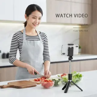 Bluetooth Selfie Sticks with Extendable Tripod Stand, Remote & 360 Rotating Head, 1.7M Long, 3-in-1 Selfie Stick, Compatible with iPhone & All Smartphones