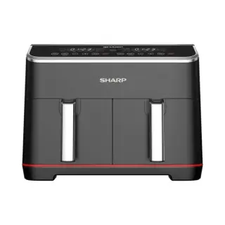 SHARP Air Fryer Dual Cook 1800 Watt 8 Liter Electronic Touch Screen Glass Panel Stainless KF-DF80RT-EK2
