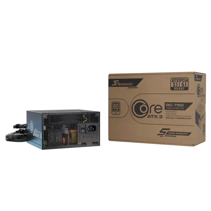 SEASONIC Core GC-750 750W PCIe 5.1 ATX3.1 80+Gold Braided Cables Power Supply