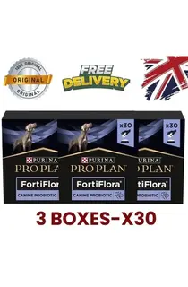 3qty Purina Pro Plan FortiFlora Dog Probiotic Supplement 30 x 1g Sachets