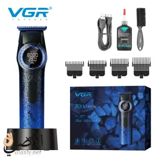 ماكينة تحديد وتشذيب اللحية للرجال 977 أزرق | VGR V-977 Blue Edition Professional Trimmer | بشفرات DLC