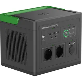 Schneider PPS730-GR | OffGrid Portable Power Station 730, 738Wh Lithium-ion, LCD, 2 CEE 7/3 Schuko outlets, Sinewave, 3 USB-A, 2 USB-C, Wireless Charger