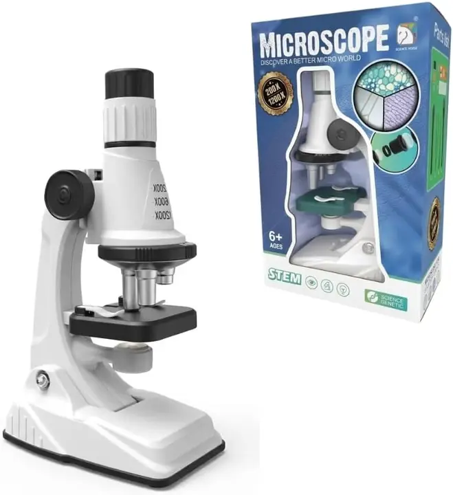 Beginners Microscope Science Kit for Kids - 100X-1200X Magnification Educational STEM Microscope Set with Adjustable LED Light & Lab Accessories for Students (Ages 3-12).