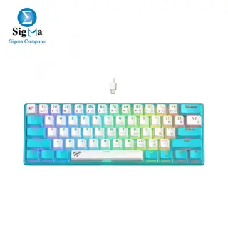 Havit KB903L 61-Key Mechanical Gaming Keyboard, Red Switches, RGB Backlight, USB-C Wired - WHITE