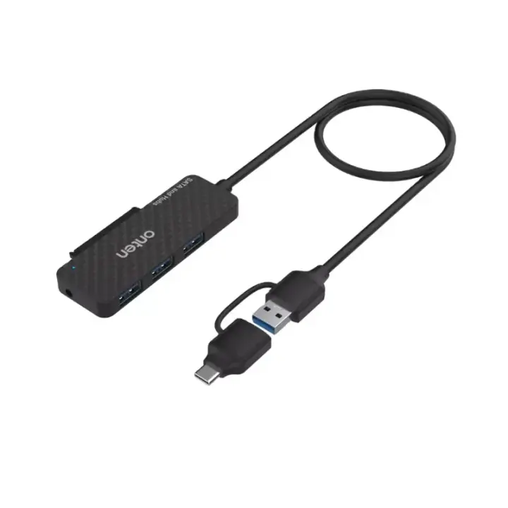 ONTEN UCA312 USB-A & USB-C to SATA Adapter with 3×USB 3.0 Hub 2.5 HDD/SSD External Enclosure Multi-Port USB Expansion