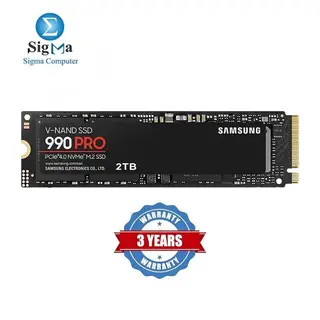 Samsung 990 PRO 2TB PCIe 4.0 NVMe SSD, Up to 7,450/6,900 MB/s speeds, 1,400K/1,550K IOPS, M.2 (2280), V-NAND 3-bit MLC, 2GB DDR4 cache, 5.5W power, AES 256-bit encryption, 3-year warranty