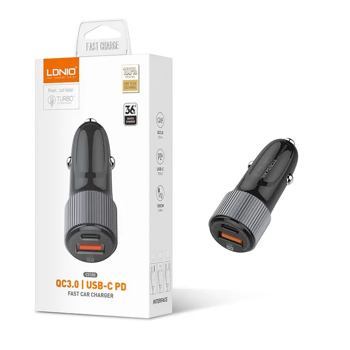 Ldnio C510Q 36W Dual USB Ports Fast Car charger without cable