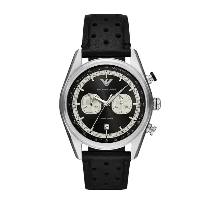 ساعة Emporio Armani AR11635 رجالي كرونوغراف أسود جلد, 42 مم