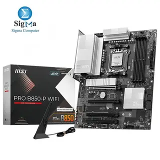 MSI PRO B850-P WIFI, AM5, Ryzen 9000/8000/7000 support, DDR5 8200+ MT/s, PCIe 5.0, 3x M.2, 5G LAN, Wi-Fi 7, USB-C 10Gbps.