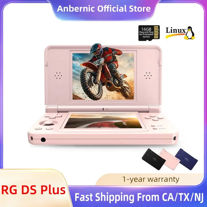 ANBERNIC RG DS Plus Retro Handheld Game Console 4.3' Linux RK3568 4000mAh Gifts