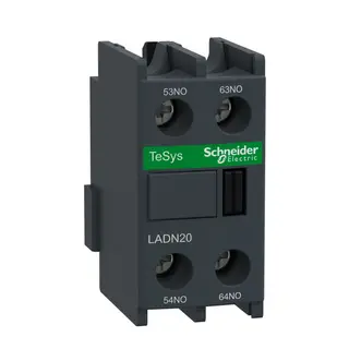 Schneider LADN20 TeSys | Auxiliary contact block, TeSys D, 2NO, front mounting, screw terminals