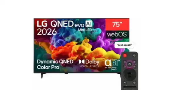 تلفزيون سمارت ال جى QNED85 مقاس 75 بوصه QNED، بدقة 4K UHD، بريسيفر داخلي - 75QNED85B6T