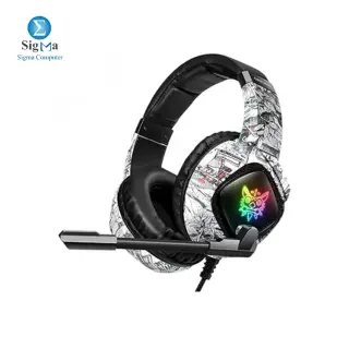 ONIKUMA K19 Gaming headset with Mic and LED light - Camouflage White