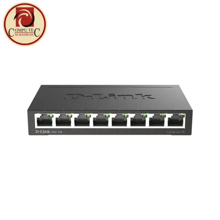 D-Link DGS-108 8 Port Gigabit Switch Unmanaged Metal Housing Plug and Play
