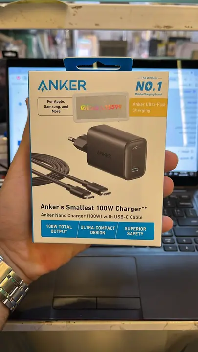 شاحن انكر 100 وات ضمان اتصال Anker Nano Charger 100W With USB-C Cable etisal B2679G11