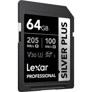 Lexar 64GB 205MB/s Professional SILVER PLUS UHS-I SDXC Memory Card