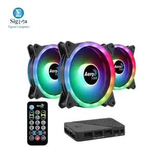 Aerocool Duo 12 Pro 12CM ARGB FANS x 3 | H66F HUB x 1 | REMOTE CONTROL x 1 .