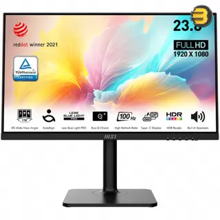 MSI Modern MD2412P 23.8 Inch FHD Office Monitor, 1920 x 1080 IPS Panel, 100 Hz, Eye-Friendly Screen, HDR Ready, Built-in Speakers, 4-Way Adjustable Stand - HDMI 1.4b, USB Type-C
