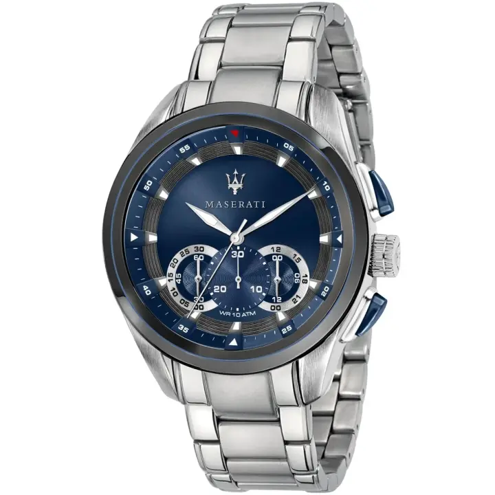ساعة مازيراتي Traguardo R8873612014 رجالي بمينا زرقاء وسوار فضي