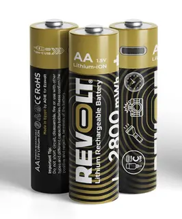 بطاريه ليثيوم aa 1.5v 2800mwh rechargeable batteries revolt قابله للشحن عن طريق usb-c 2 بطاريه مع وصله تايب سي ثنائيه قصيره