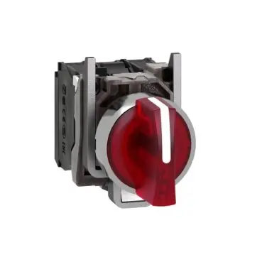 شنايدر XB4BK134M5 | مفتاح محدد مضيء، معدني، أحمر، Ø22، 3 أوضاع، ثابت، 230…240 فولت تيار متردد، 1 NO + 1 NC