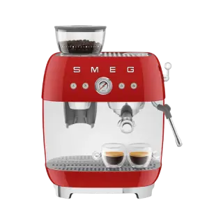 Smeg Espresso Coffee Machine With Grinder 1650W, Red