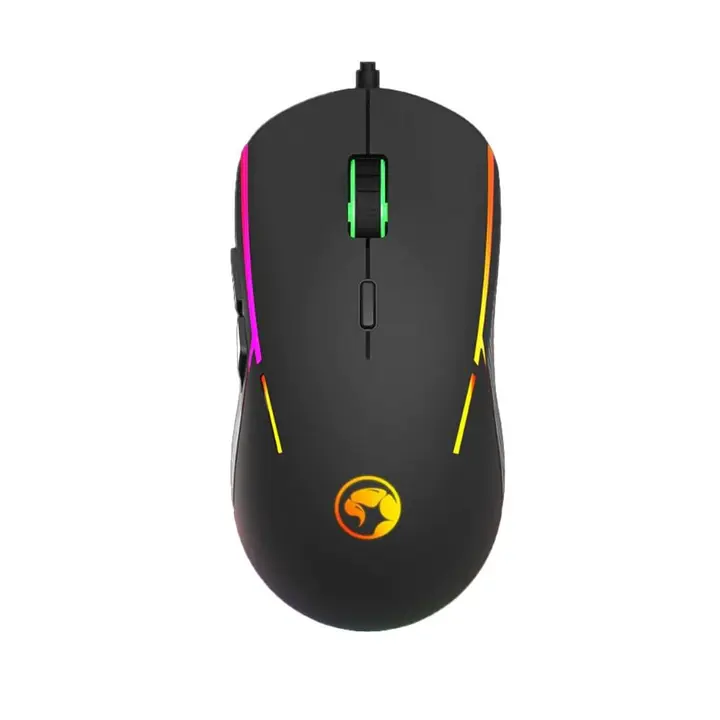 Marvo Gaming Mouse G924 High-precision 10,000 DPI Optical Ambidextrous Ergonomic Design with 6 Different Lighting Modes - Black